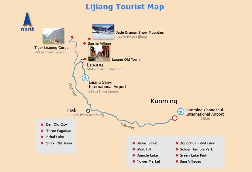 Lijiang Tours Map